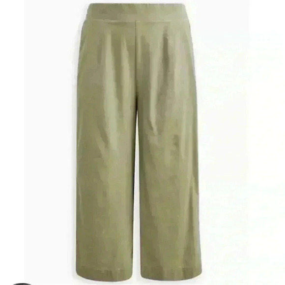Torrid sage green linen blend wide leg ankle pants size 0 - Picture 4 of 14